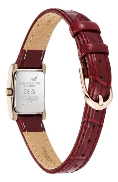 Olivia Burton Women's Mini Grove Cherry Leather Calfskin Strap Watch, 16mm In Red