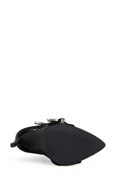 Azalea Wang Tjeerd Snakeskin Embossed Open Toe Bootie In Black