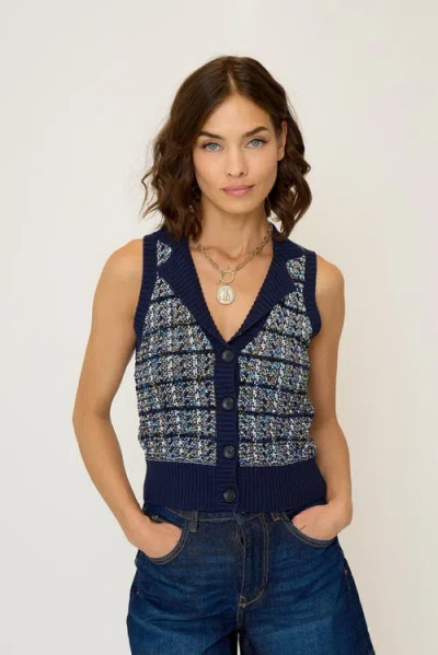 Central Park West Dylan Sleeveless Vest In Blue