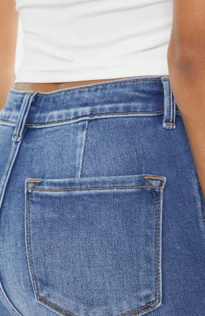 Kancan Celia Ultra High Rise Wide Flare Jeans In Medium Wash In Blue