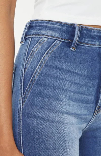 Kancan Celia Ultra High Rise Wide Flare Jeans In Medium Wash In Blue