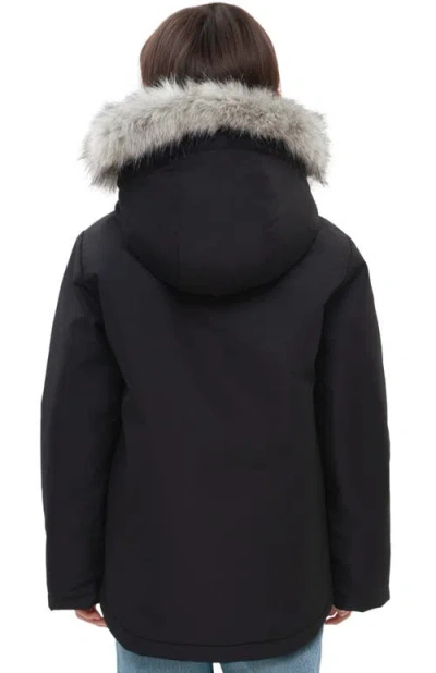 Rokka&rolla Kids' Parka Coat With Detachable Trim In Black