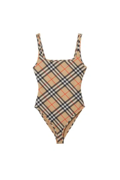 Burberry Women Check Swimsuit In Multi