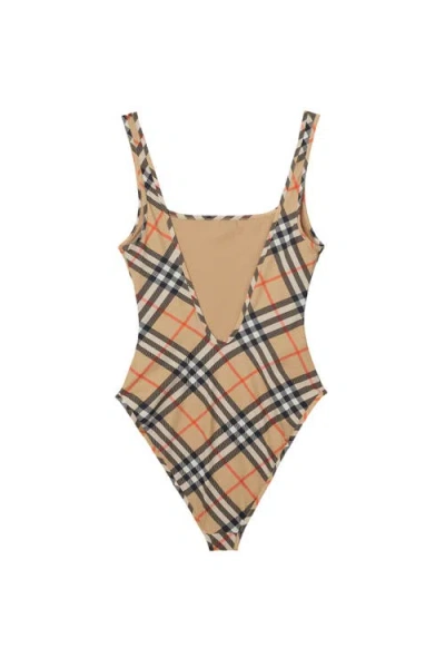 Burberry Women Check Swimsuit In Multi
