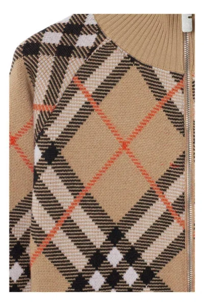 Burberry Wool-blend Check Track Jacket In Brown