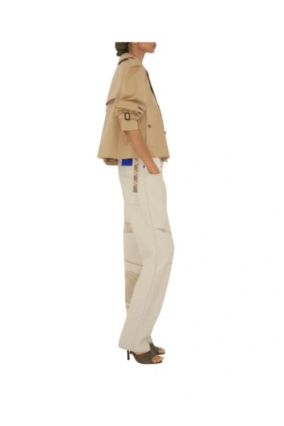 Burberry Cropped Heritage Trench Coat In Beige Gabardine Women In Brown