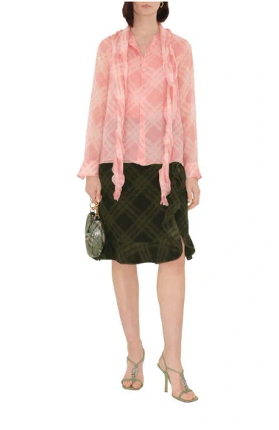 Burberry Ruffle Detail Check Patterned Skirt In Oil Ip Check