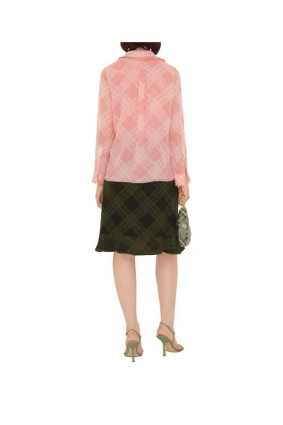 Burberry Ruffle Detail Check Patterned Skirt In Oil Ip Check