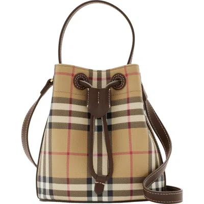 Burberry Mini Check Bucket Bag With Drawstring