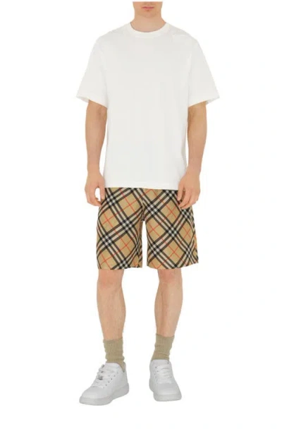 Burberry Beige Check Swim Shorts In Alabaster Pink