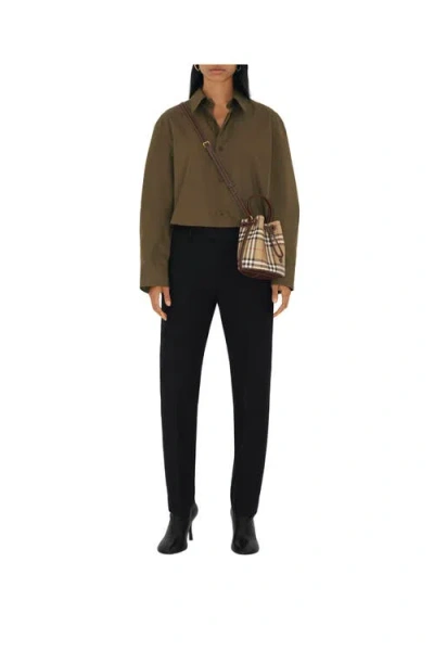 Burberry Mini Check Bucket Bag With Drawstring