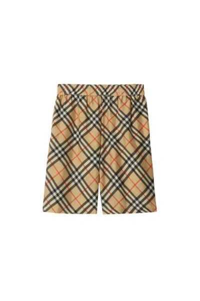 Burberry Beige Check Swim Shorts In Alabaster Pink