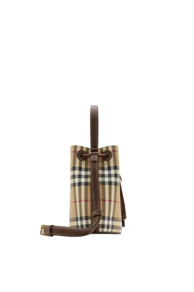 Burberry Mini Check Bucket Bag With Drawstring
