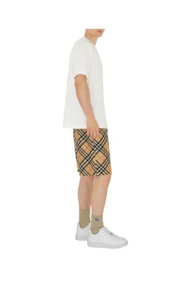 Burberry Beige Check Swim Shorts In Alabaster Pink
