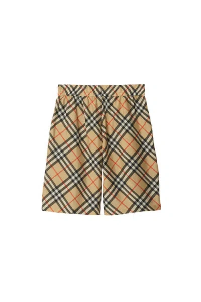 Burberry Beige Check Swim Shorts In Alabaster Pink