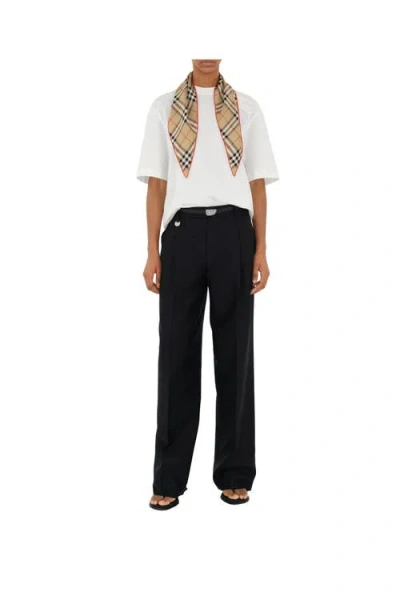 Burberry Checked Pleated Silk Chiffon Scarf In Neutral