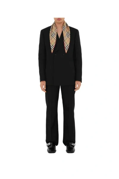 Burberry Checked Pleated Silk Chiffon Scarf In Neutral