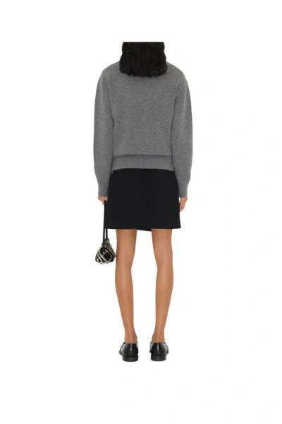 Burberry Graphic Knit Sweater With Ribbed Cuffs And Hem In Gray