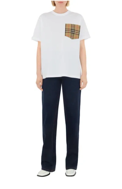 Burberry Contrast-pocket Short-sleeve Cotton T-shirt In White