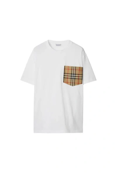 Burberry Contrast-pocket Short-sleeve Cotton T-shirt In White