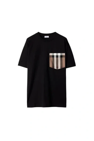 Burberry Carrick Check Pocket T-shirt In Black