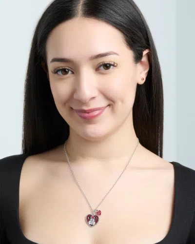 Disney Mickey & Minnie Mouse Heart Necklace, Set Of 3 In Metallic
