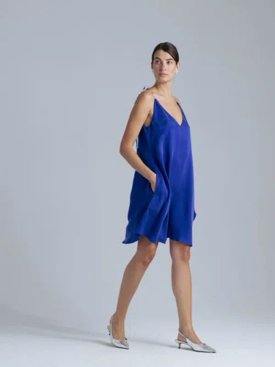 Alas Cupro Dress In Blue