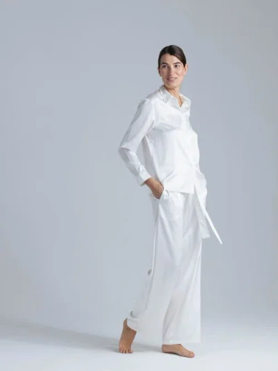 Alas Silk Long Sleeve Shirt In White