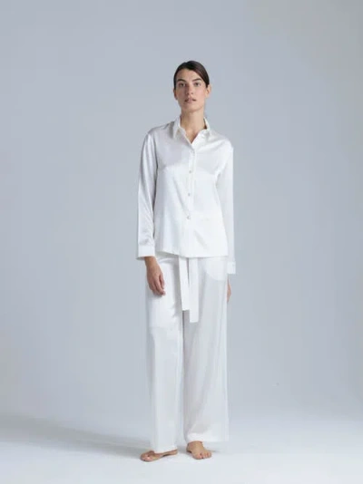 Alas Silk Long Sleeve Shirt In White