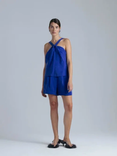 Alas Cupro Top In Blue