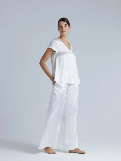 Alas Silk Short Sleeve Shirt In White