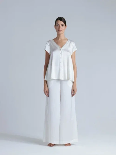 Alas Silk Short Sleeve Shirt In White