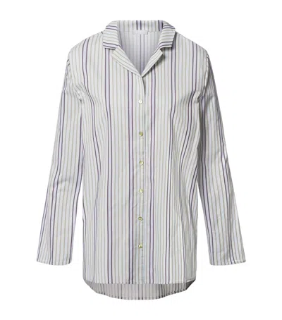 Hanro Long Sleeve Cotton Button Front Sleep Shirt In White