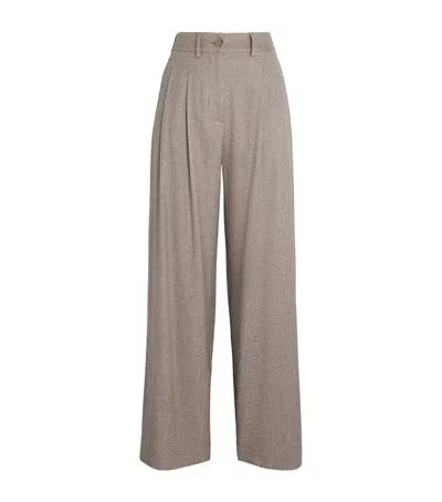 Colombo Kid Cashmere Pleated Wide-leg Trousers In Gray