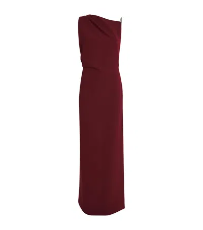 Max Mara One-shoulder Draped Detail Floor-length Dress In Burgundy
