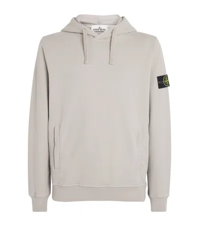 Stone Island Relaxed Fit Cotton Hoodie With Distinctive Compass Patch In Gray
