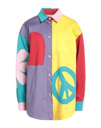 Moschino Oversized Printed Shirt With Eclectic Patchwork Design In Multi