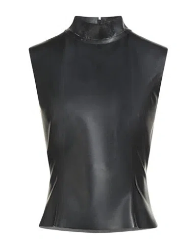 Moschino Couture Woman Top Black Size 12 Latex In Black