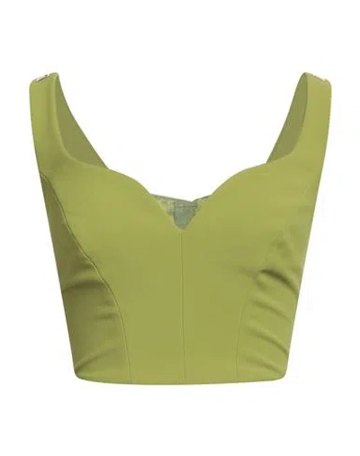 Elisabetta Franchi Woman Top Green Size 6 Polyester, Elastane In Green