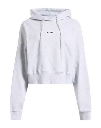 Msgm Woman Sweatshirt Light Grey Size M Cotton In White