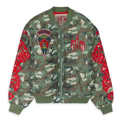 Murder Fm Green/red Camo Special Ops Bomber Jacket In Green
