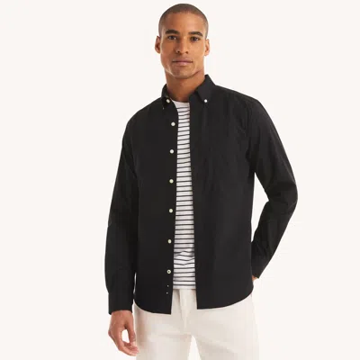 Nautica Mens Solid Oxford Shirt In Black