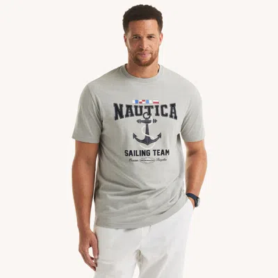 Nautica Mens Big & Tall Sailing Team Graphic T-shirt In Gray