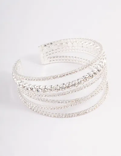Lovisa Silver Criss Cross Cupchain Cuff Bangle In Silver