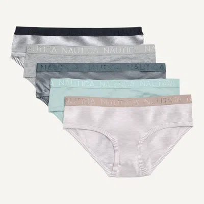Nautica Womens Stretch-cotton Hipster Brief, 5-pack In Multi
