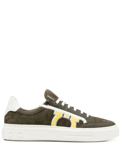 Ferragamo Gancini-logo Low-top Sneakers In Black