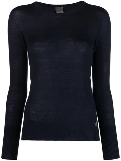 Lorena Antoniazzi Choker Neckline Cashmere Sweater With Fitted Silhouette In Blue