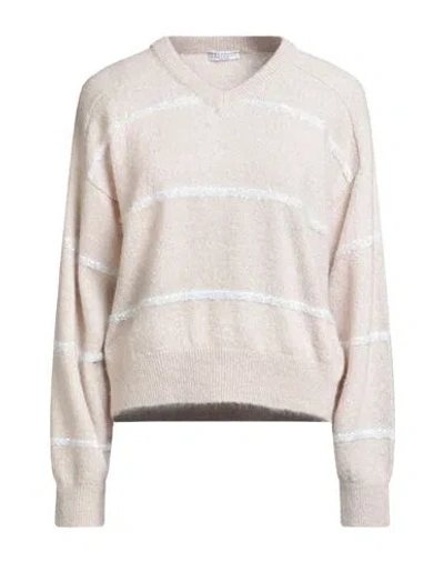 Brunello Cucinelli Horizontal Sequins Stripe Sweater In Purple