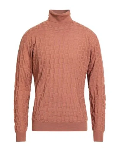 Filippo De Laurentiis Man Turtleneck Rust Size 40 Cashmere, Silk In Brown