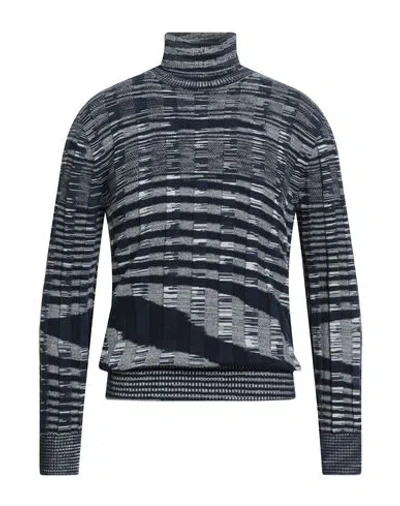 M Missoni Man Turtleneck Midnight Blue Size Xxl Cotton, Wool In Multi